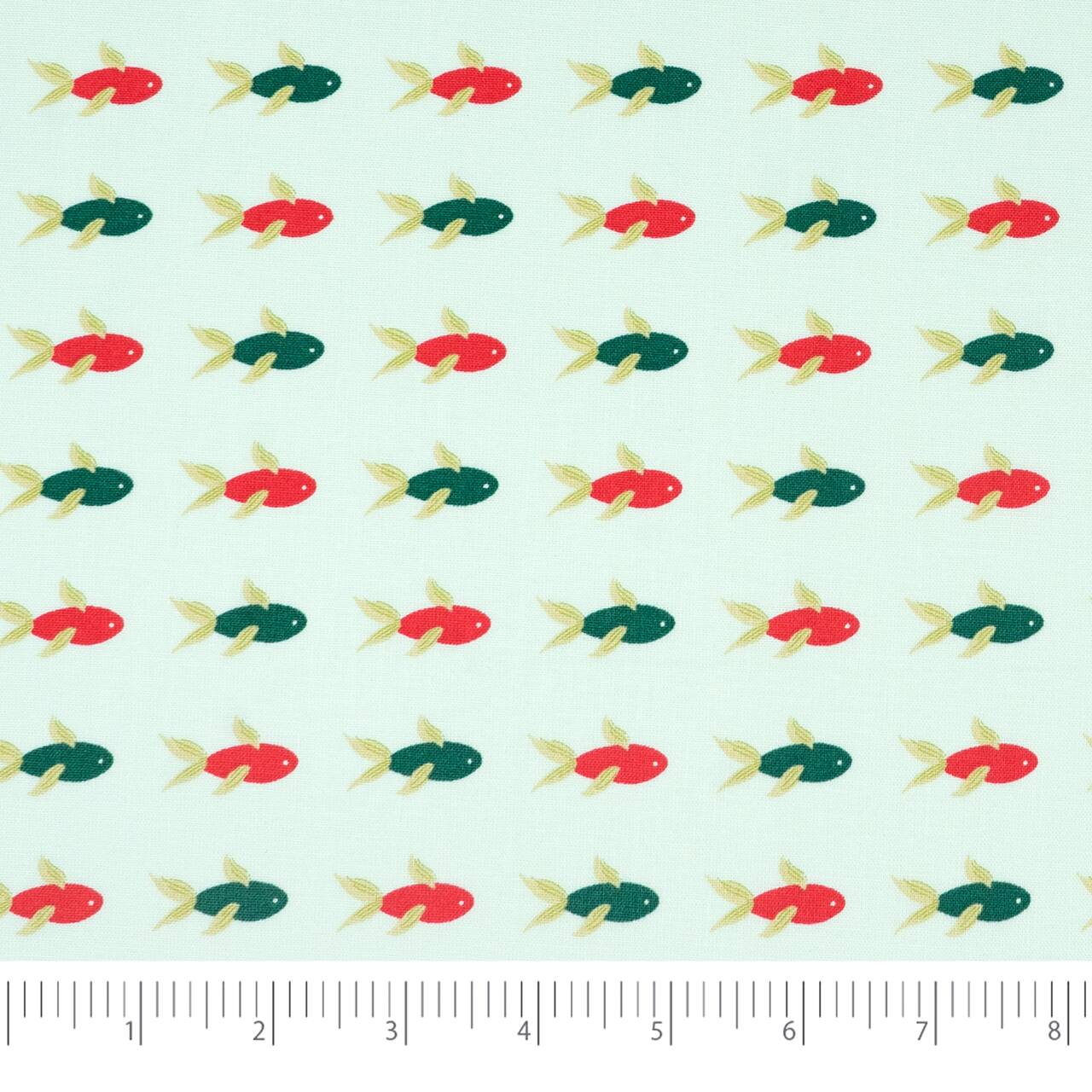 SINGER Denise Palmer Aqua Fish Cotton Fabric